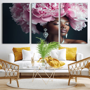 Black Beauty Petal Crown Wall Art Canvas Print – Floral