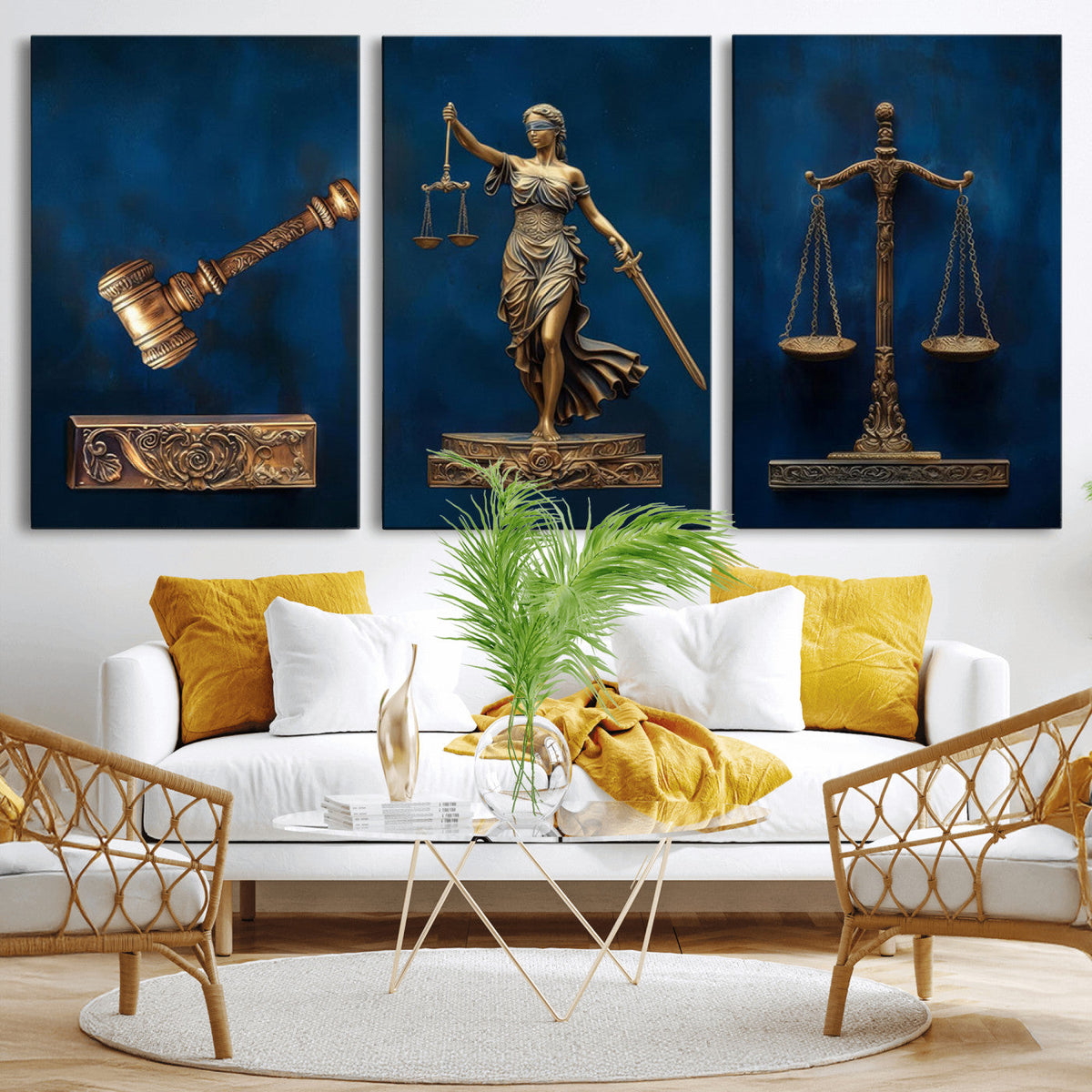 Lady Justice Wall Art Canvas Print – Elegant Gold Legal