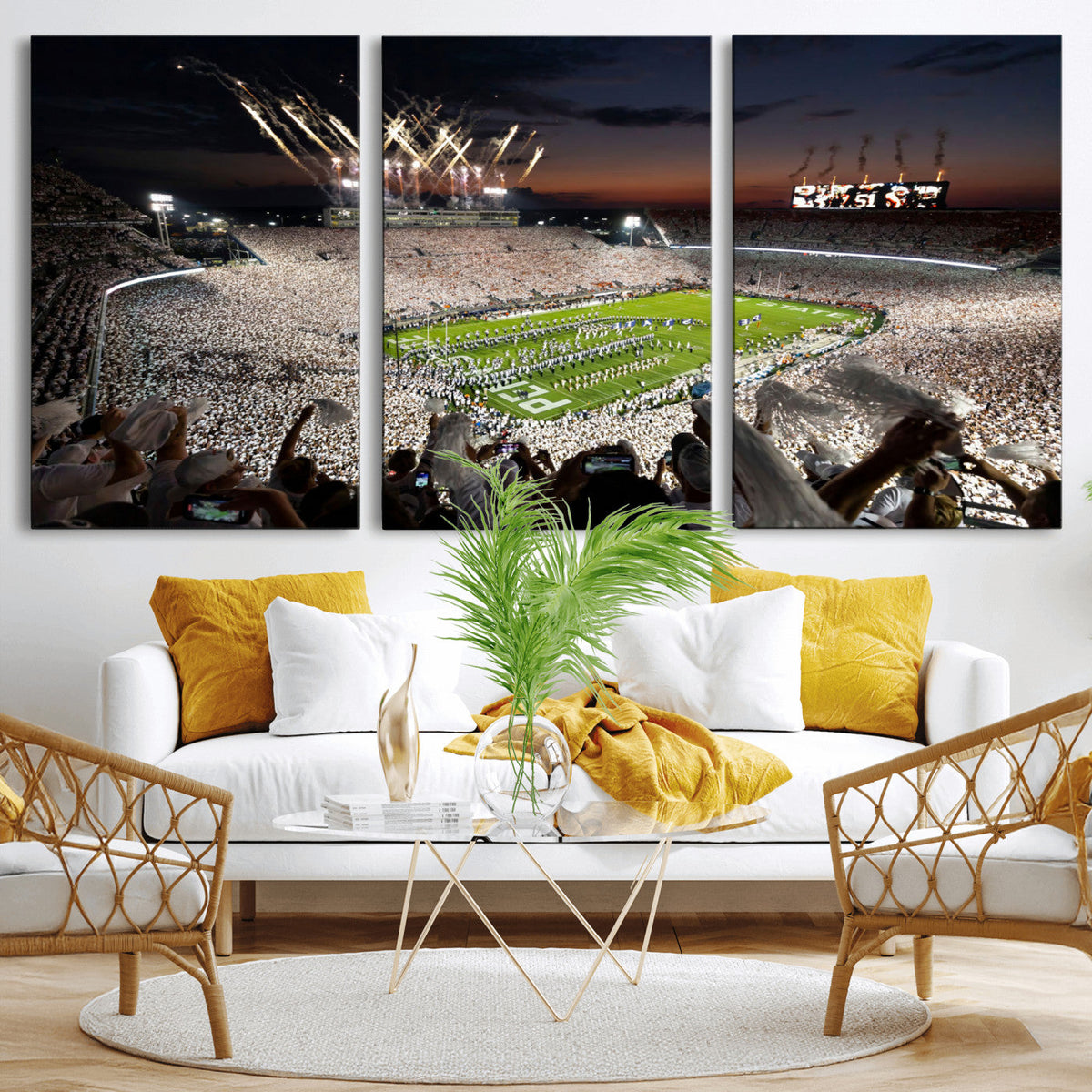 Penn State Stadium Wall Art – White Out Football Game Canvas
