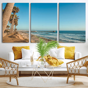Scenic Beach Wall Art Canvas Print – Tall Palm Trees, Sandy