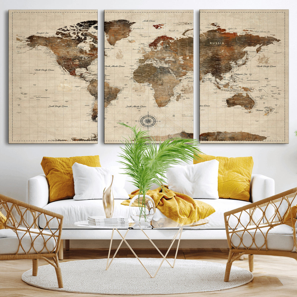 World Map Canvas Print – Framed Detailed Map of the World