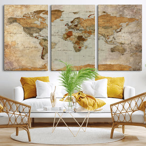 World Map Canvas Print – Detailed Map of the World Wall Art