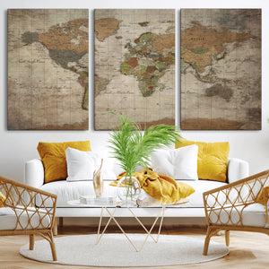 World Map Canvas Print – Framed Travel Map Wall Art for