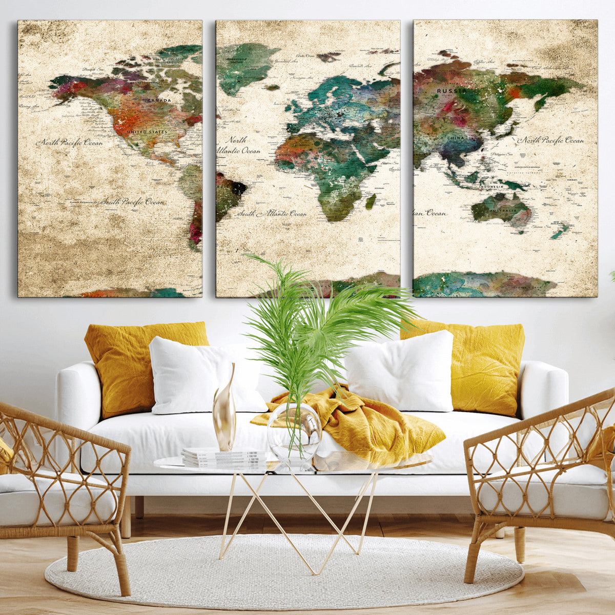 World Map Canvas Print – Framed Detailed Map of the World