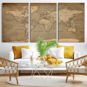 World Map Canvas Print – Framed Travel Map Wall Art for