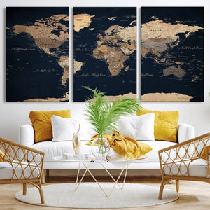 World Map Canvas Print – Detailed Map of the World Wall Art