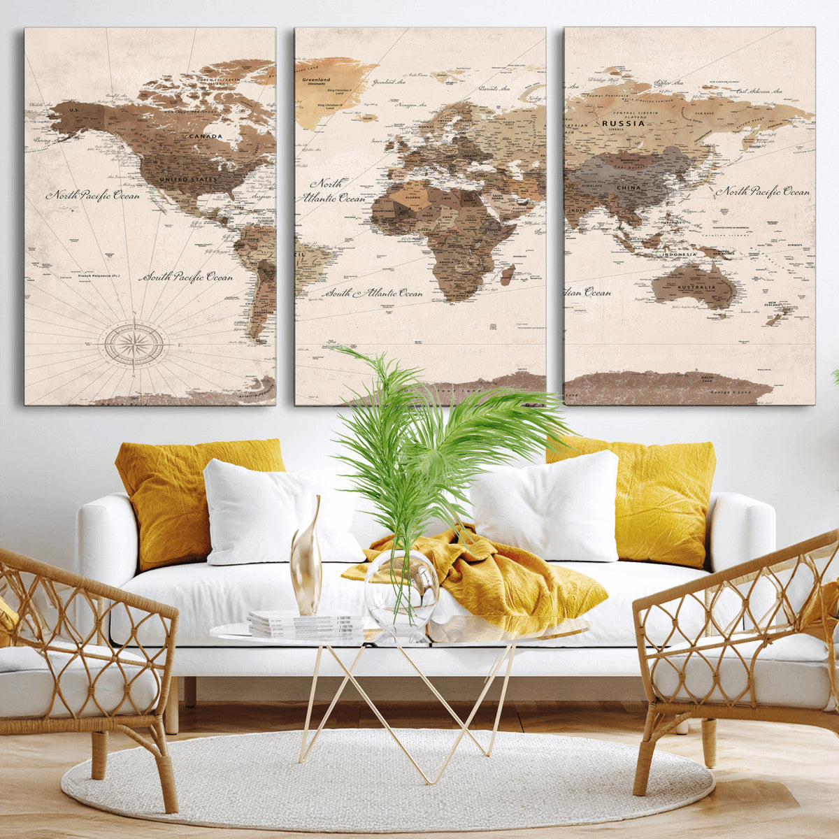 World Map Canvas Print – Framed Detailed Map of the World