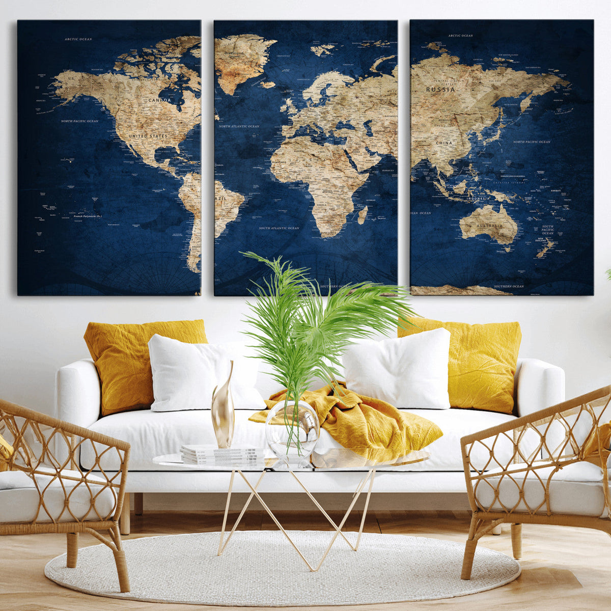 World Map Canvas Print – Framed Travel Map Wall Art for