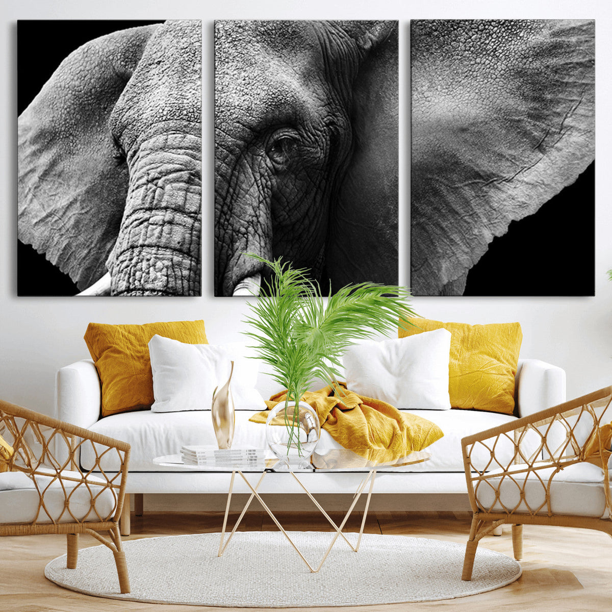 Big Elephant Close Up Wall Art Canvas Print