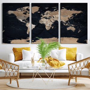 Grunge Wall Art World Map Canvas Print
