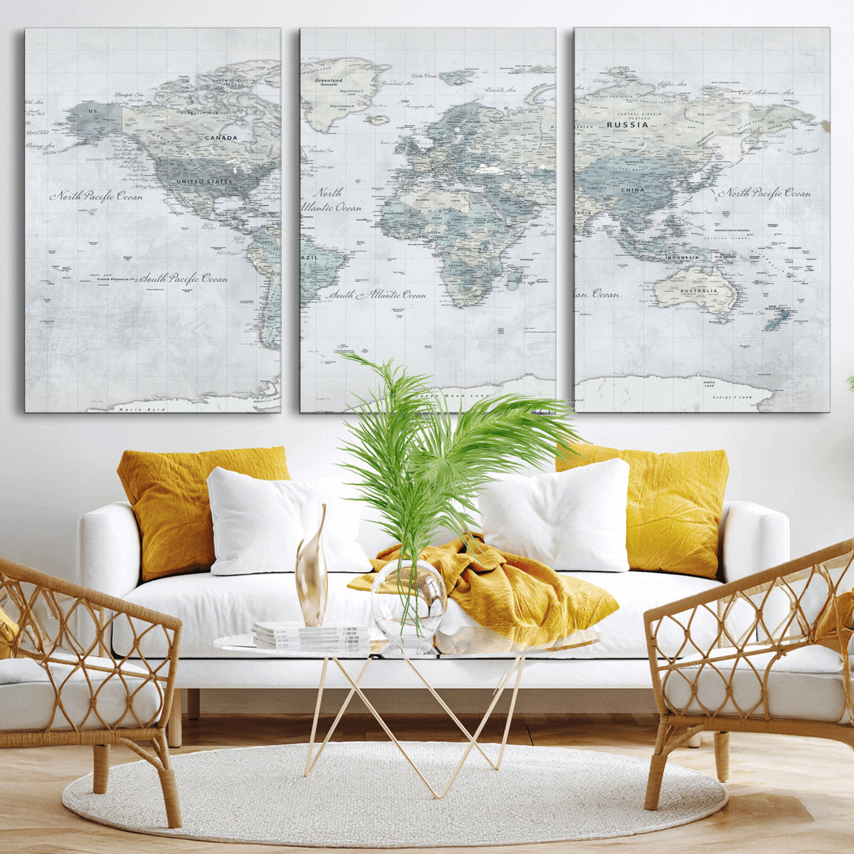 World Map Canvas Print – Detailed Map of the World Wall Art