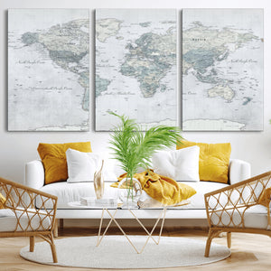 World Map Canvas Print – Detailed Map of the World Wall Art