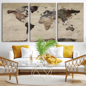World Map Canvas Print – Detailed Map of the World Adventure