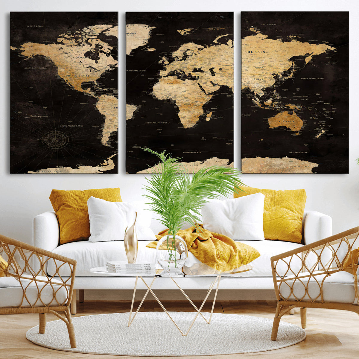 Extra Large World Map Canvas Print – Detailed Map Classic