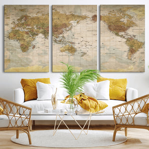 World Map Canvas Print – Detailed Map of the World Wall Art