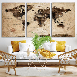 World Map Wall Art Canvas Print
