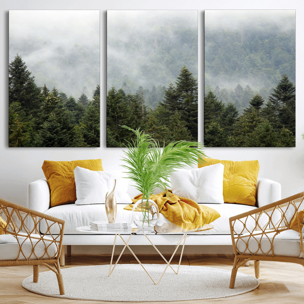 Misty Mountain Forest Wall Art Canvas Print
