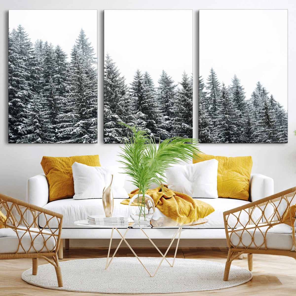 Misty Mountain Forest Canvas Print, Foggy Pine Trees Nature