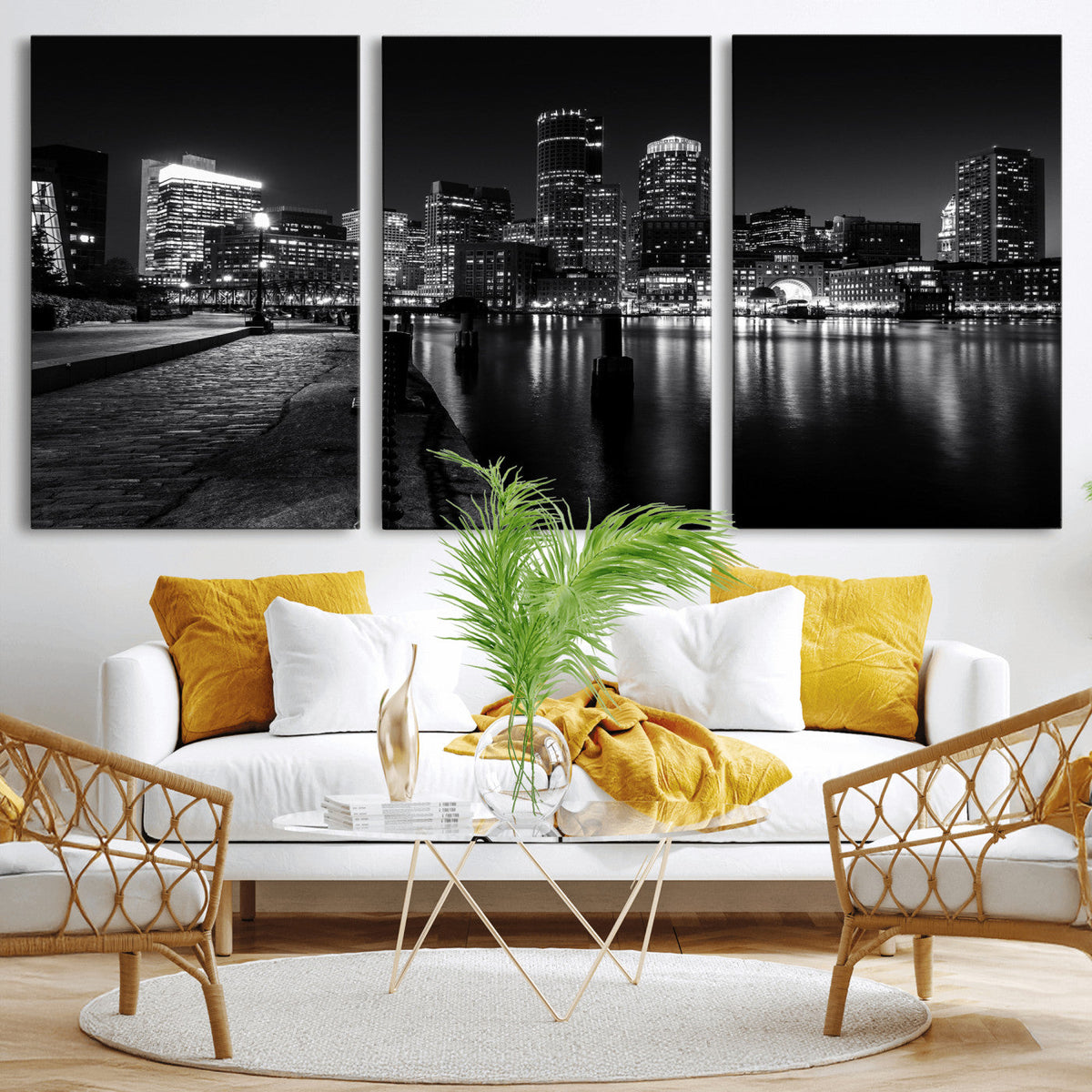 Boston Wall Art Canvas Print, Boston City Downtown Night