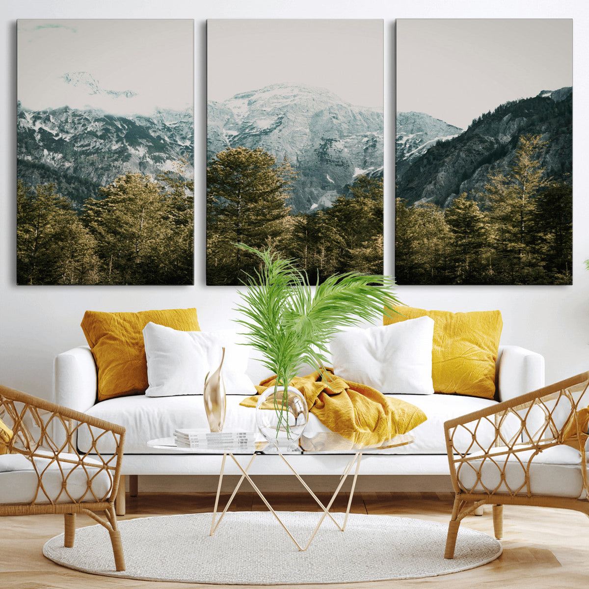 Mountain Forest Wall Art Canvas Print, Alpine Landscape