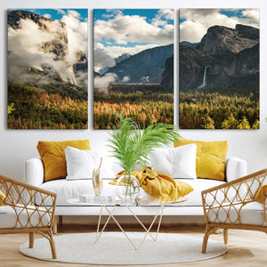 Yosemite Valley River Wall Art Canvas Print