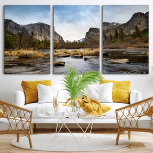 Yosemite Valley Mountain Landscape Wall Art Canvas Print,