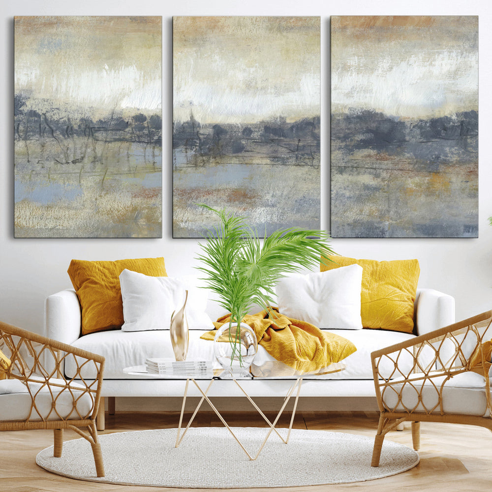 Abstract Neutral Landscape Painting Wall Art