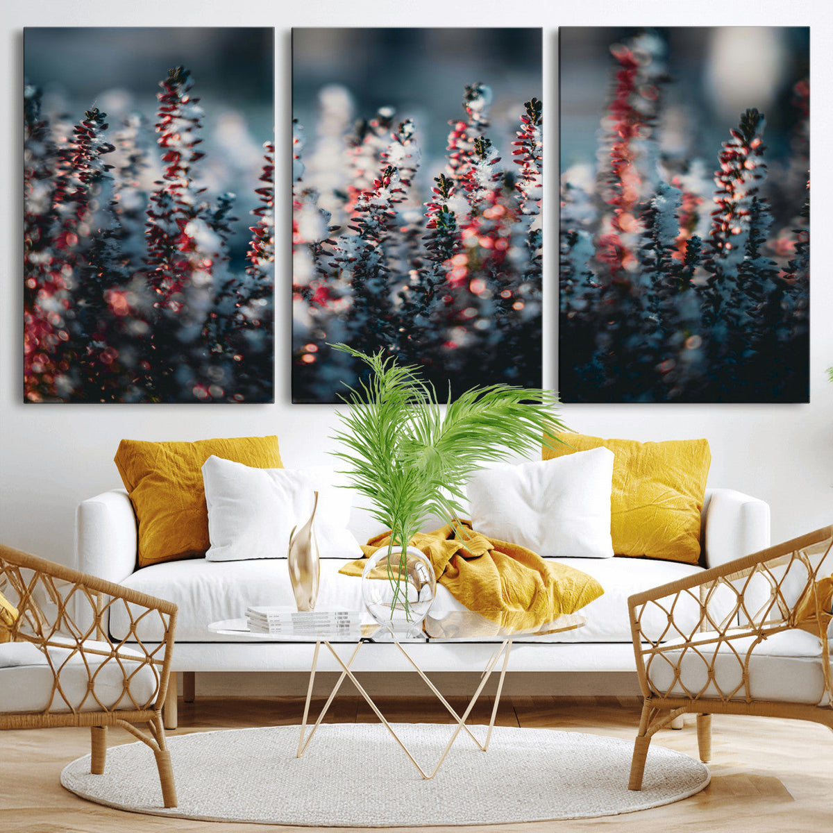 Winter Heather Wall Art Canvas Print, Frosted Floral Nature