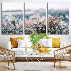 Frosted Fern Wall Art Canvas Print, Soft Winter Botanical