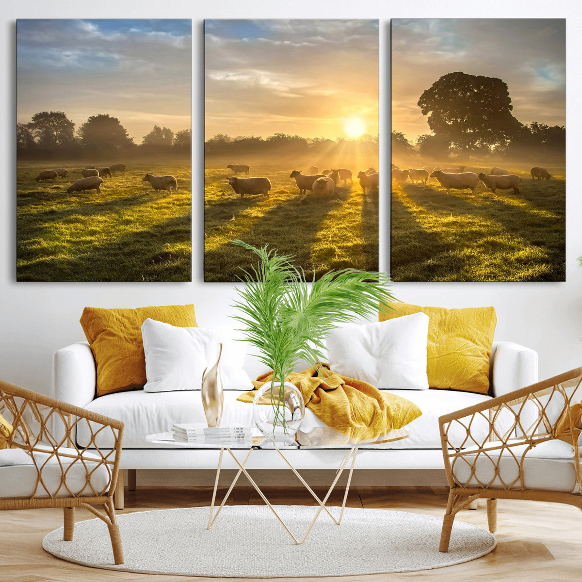 Sheep Wall Art Canvas Print – Rural Farm Animal Artwork