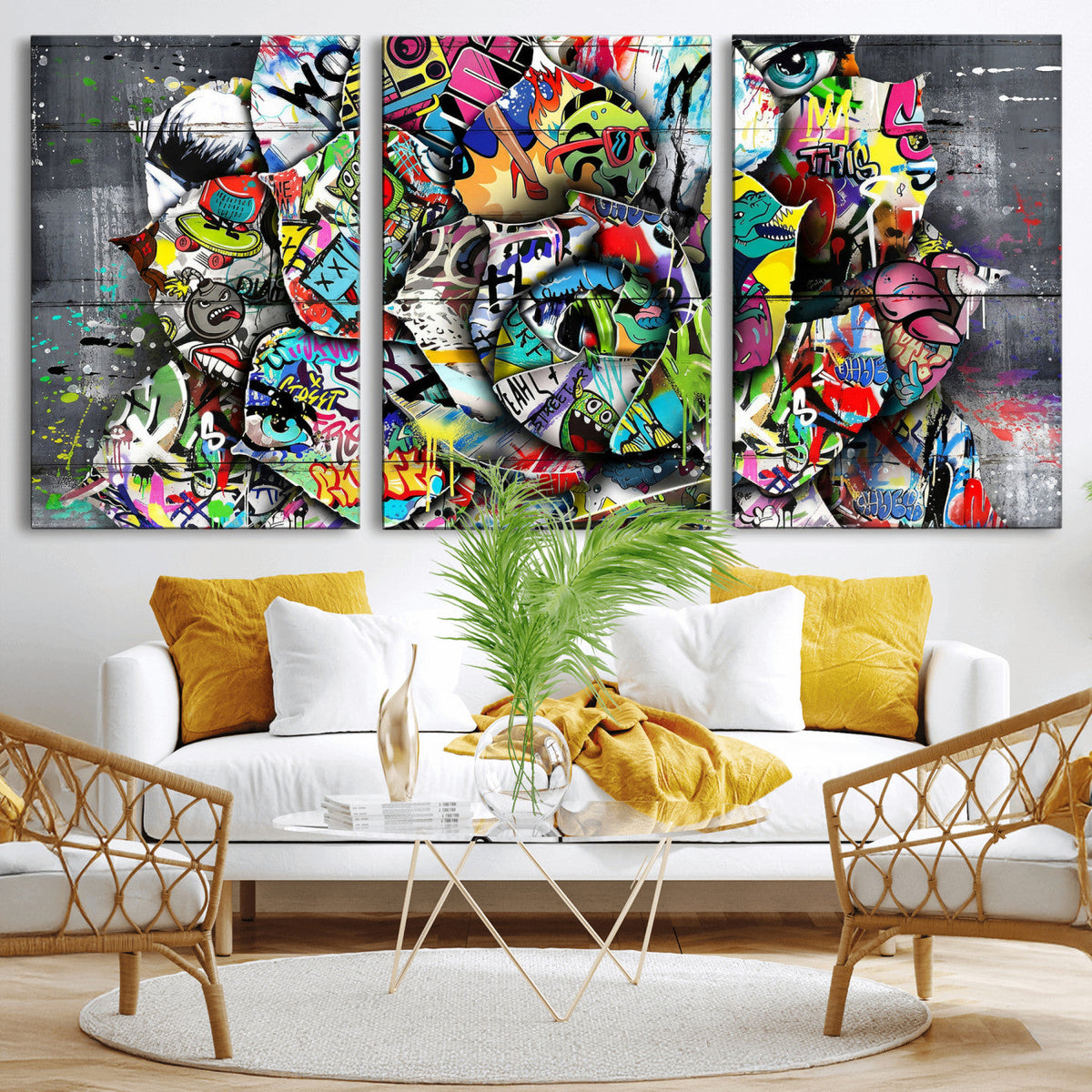 Abstract Graffiti Collage Street Art Wall Art Canvas Print