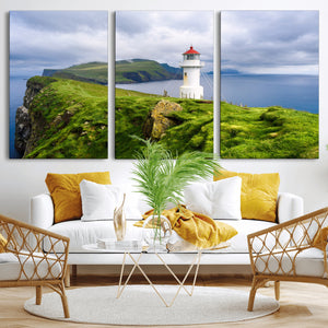 Cliffside Lighthouse Wall Art Canvas Print – Coastal