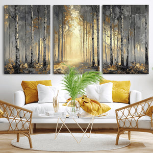 Abstract Birch Forest Wall Art Canvas Print – Modern Neutral