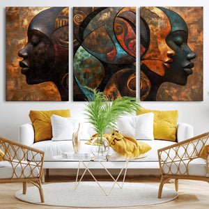 Abstract Afro American Women Wall Art Canvas Print