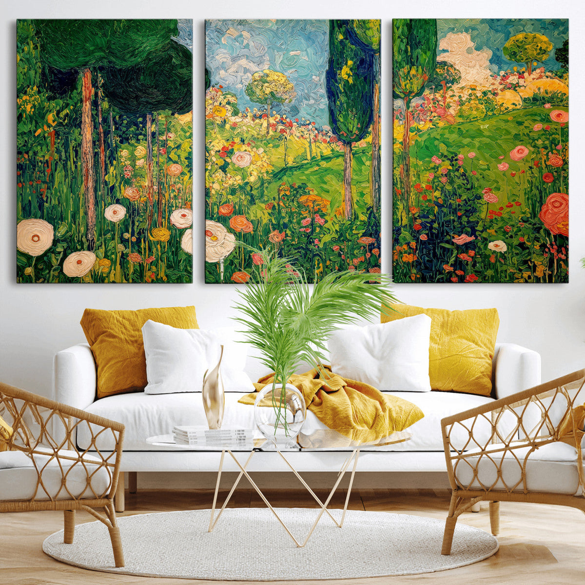 Gustav Klimt Boho Mountain Landscape Large Wall Art,