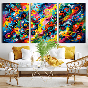 Geometric Abstract Wall Art Canvas Print, Bold Color
