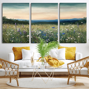 Wildflower Meadow Oil Painting Canvas — Daisy Lavender