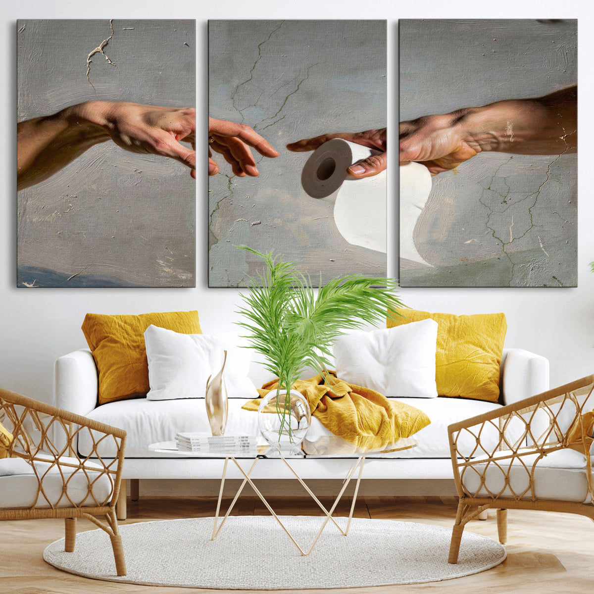 Funny Bathroom Wall Art Canvas, Creation of Toilet Paper