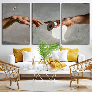 Funny Bathroom Wall Art Canvas, Creation of Toilet Paper