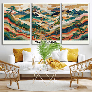 Japanese Grasslands Canvas Wall Art, Kusama Inspired