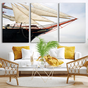 Sailboat Wall Art Canvas Print, Vintage Ship Bow Framed