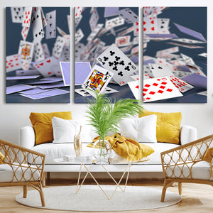 Playing Cards Canvas Wall Art | Casino Game Room Decor,