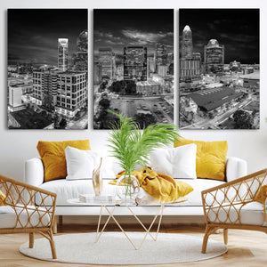 Charlotte Skyline Canvas Wall Art Print – North Carolina Cityscape Photography Print