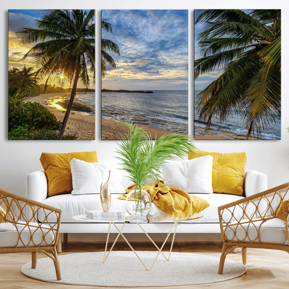 Mar Chiquita Beach Puerto Rico Canvas Wall Art, Manati Caribbean Coastal Photography Print, Tropical Ocean Sunset Decor