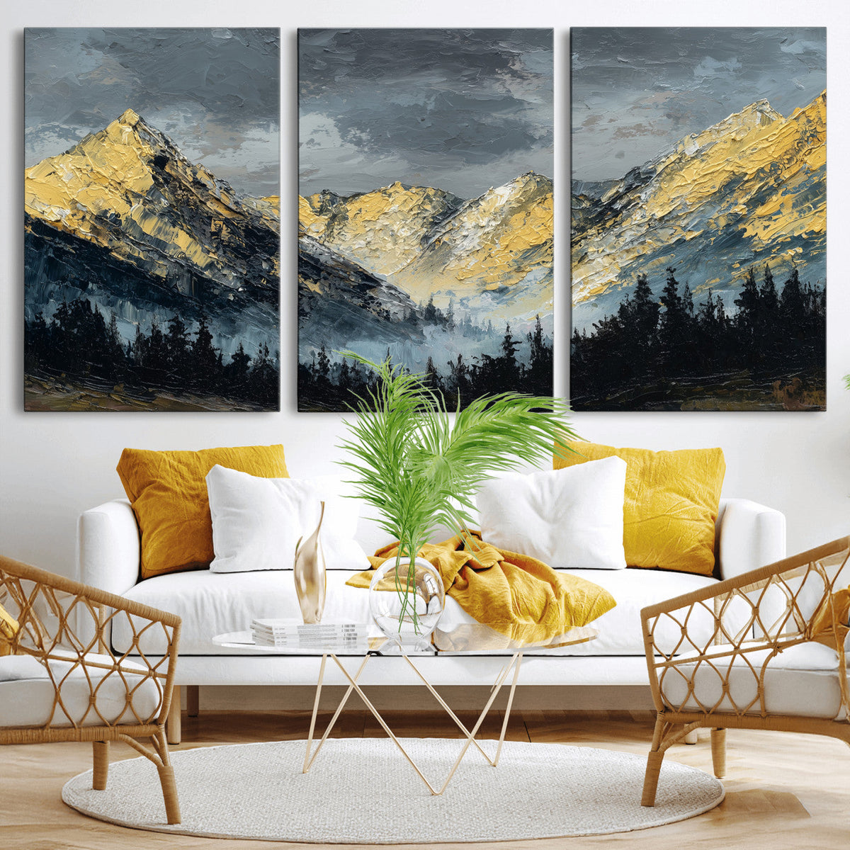 Abstract Mountain Wall Art Canvas Print Modern Landscape Painting Print