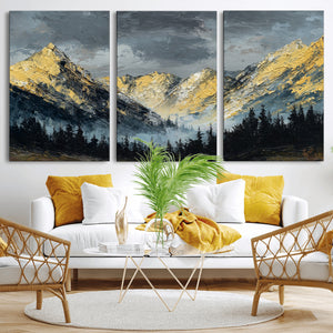 Abstract Mountain Wall Art Canvas Print Modern Landscape Painting Print