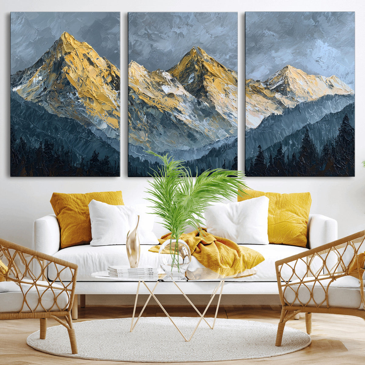 Abstract Mountain Wall Art Canvas Print Modern Landscape Painting Print
