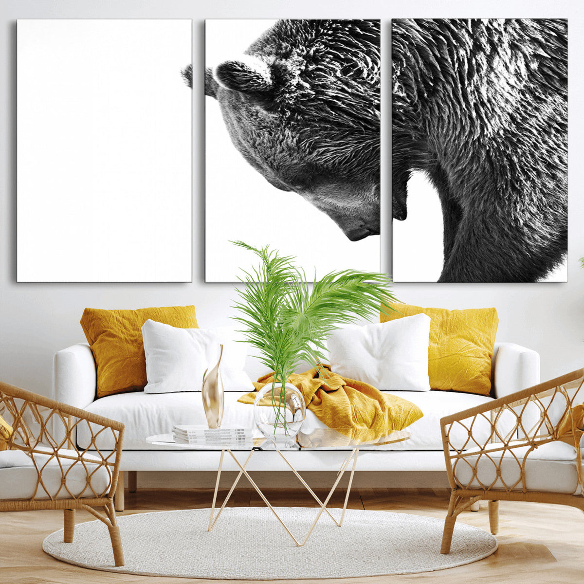 Black and White Grizzly 399 Bear Canvas Print Wall Art |