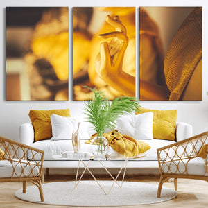 Gold Buddha Statue Hands Wall Art Canvas Print