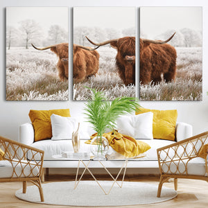 Longhorn Cattle Wall Art Canvas Print, Framed Farmhouse